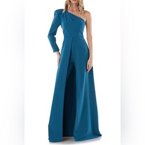 Ravishing Pants Dress! Kay Unger Size 8. Teal-Blue. Smoke free home.